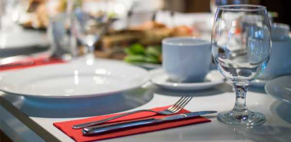 Place setting in a restaurant.