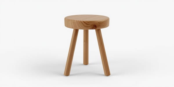 Image of a three-legged, wooden stool.